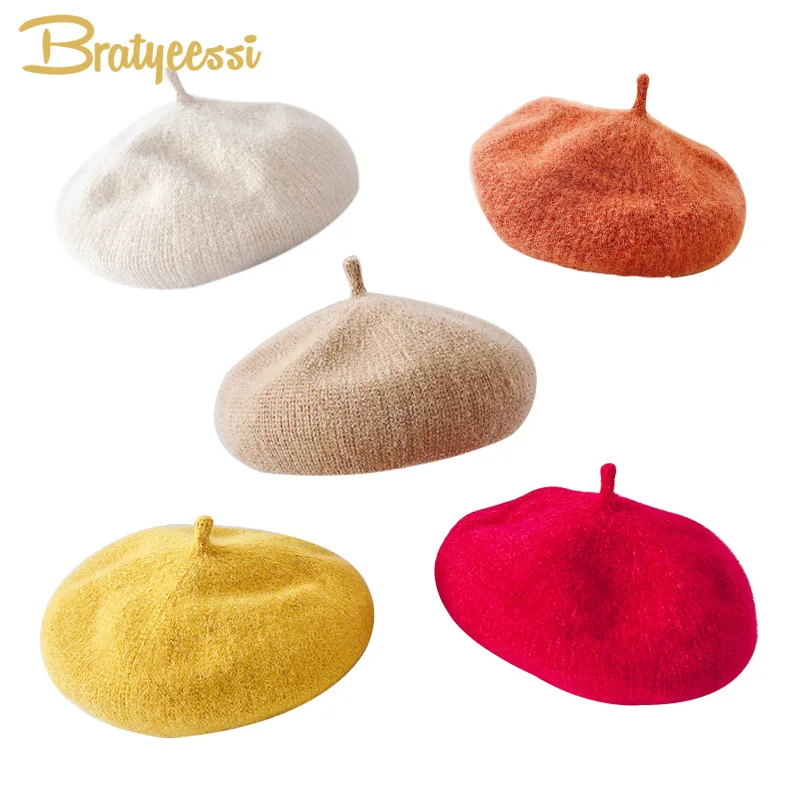 Новые модные детские шапки для девочек шерстяные зимние Детские береты шапка