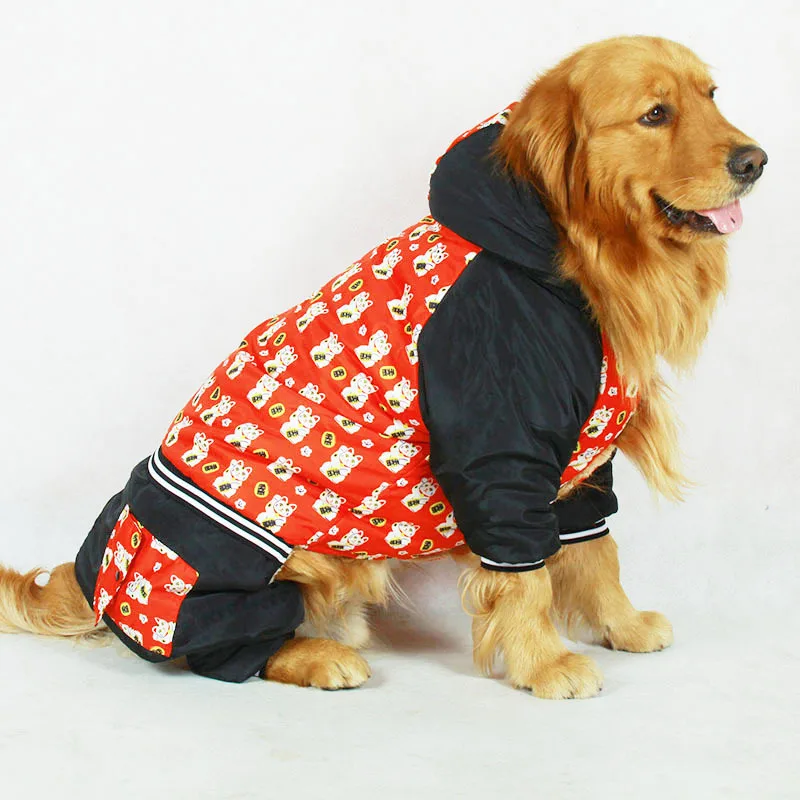Одежда для больших собак зимняя одежда для больших собак китайский новогодний костюм для собак комбинезон самоед Хаски Золотая одежда для ретривера пальто