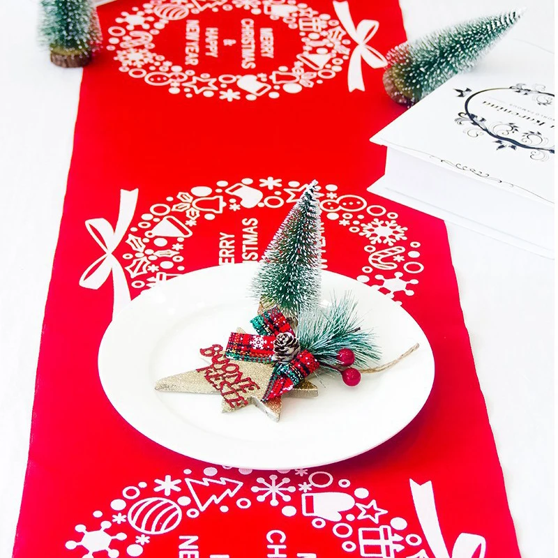 6 Colors 270cm Christmas Table Runner Xmas Elk Printed Tablecloth Home Decoration for Christmas Day Accessories