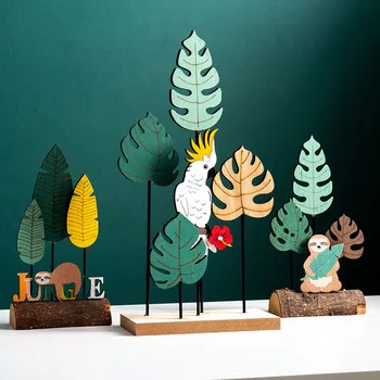 

Pastoral Wooden trees model room decoration accessories modern birds figurine rustic home decor desk decorative christmas gifts