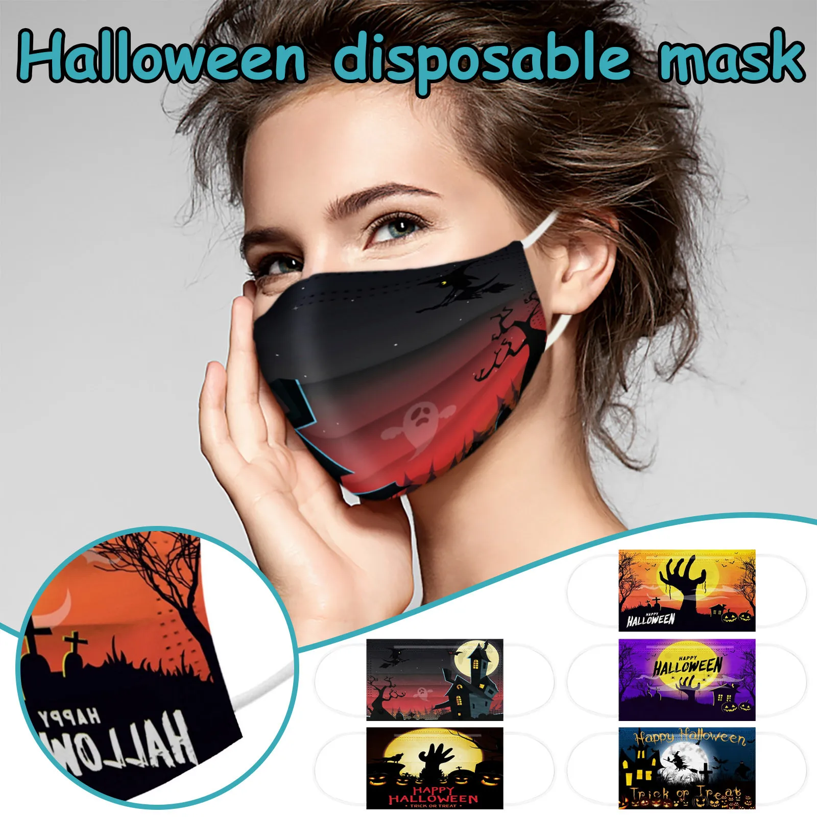 Disposable Mask Woman Unisex Christmas Mascarillas Realistic Mascara Printed Health Three-layer Masks Halloween Cosplay | Тематическая