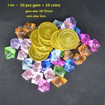 

Treasure Hunting Box Children Treasure Box Retro Plastic Box Toy Gold Coins and Pirate Gems Jewelry Set Pack birthday Halloween