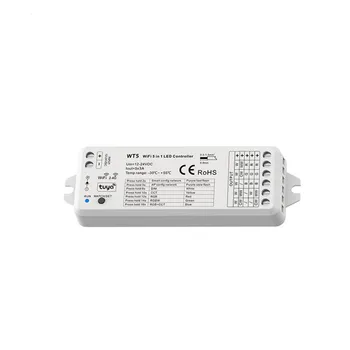 

WiFi RF 5 in1 LED controller WT5 voice control Control for RGB, RGBW, RGB+CCT, color temperature or monochrome LED lights