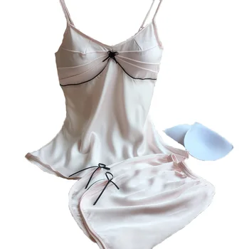 

Sexy women's Pajamas Set Free Shipping 2020 Two Pieces Short Pants + Tops Cute Bow Young Girl Pijamas Sets Wholesale Price NEW