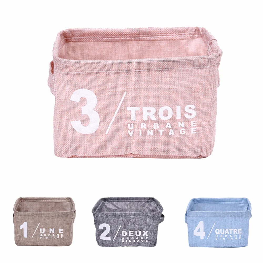 New Cute Simple Style Linen Desk Storage Box Holder Jewelry Cosmetic Stationery Organizer Storage Baskets