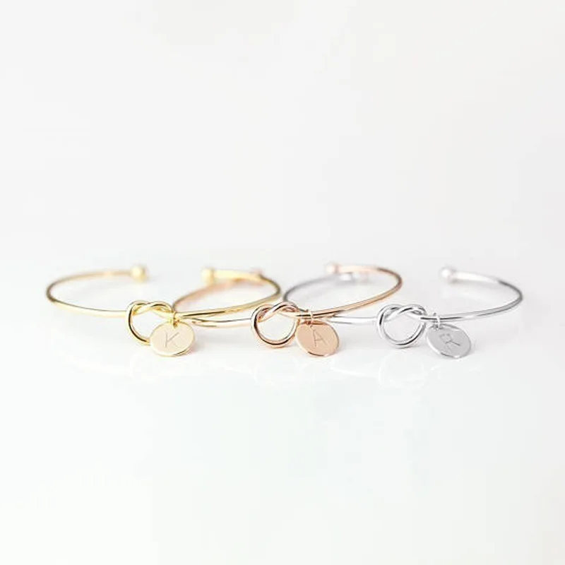 A-Z Charm Bracelets for Women Jewelry Pulseiras Initial Bracelets Bangles Open Knot Cuff Bangle Bracelets for Girlfriends 2