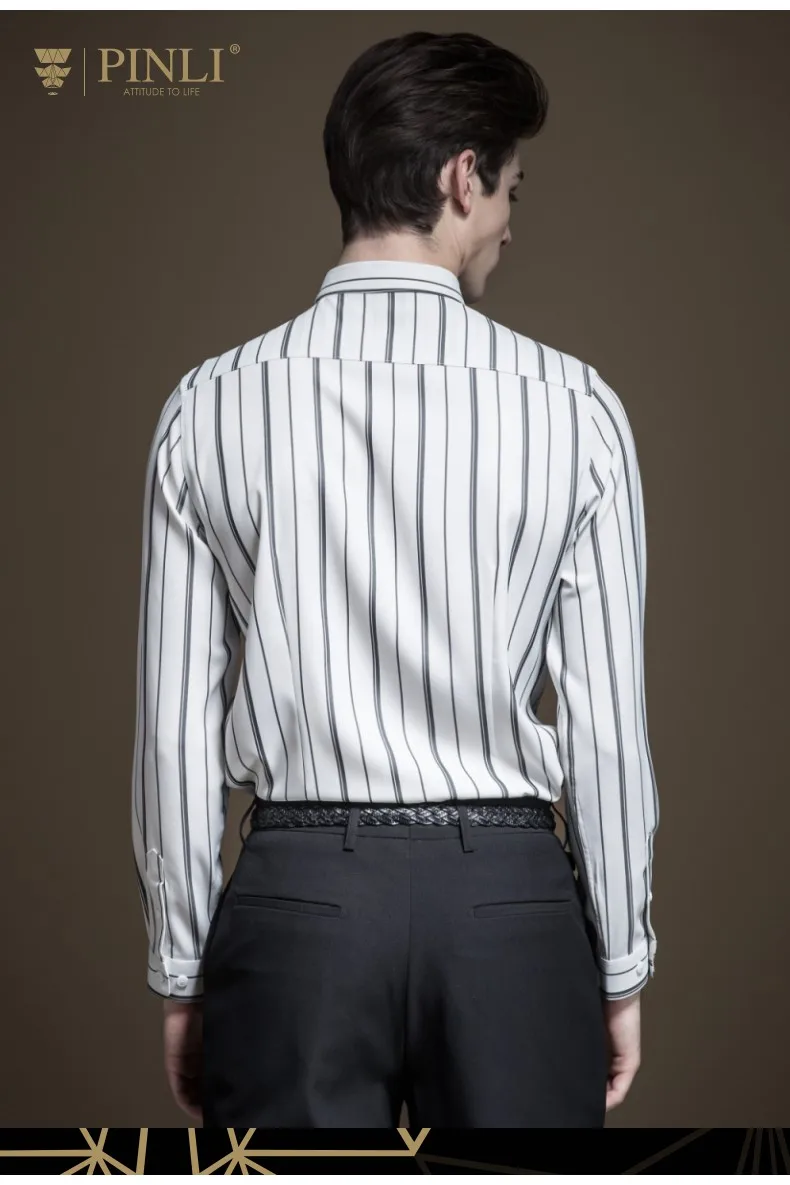Camisas Para Hombre Camiseta Masculina Pinli осень 2019 Новая мужская рубашка в полоску с длинными рукавами в деловом стиле B193213306
