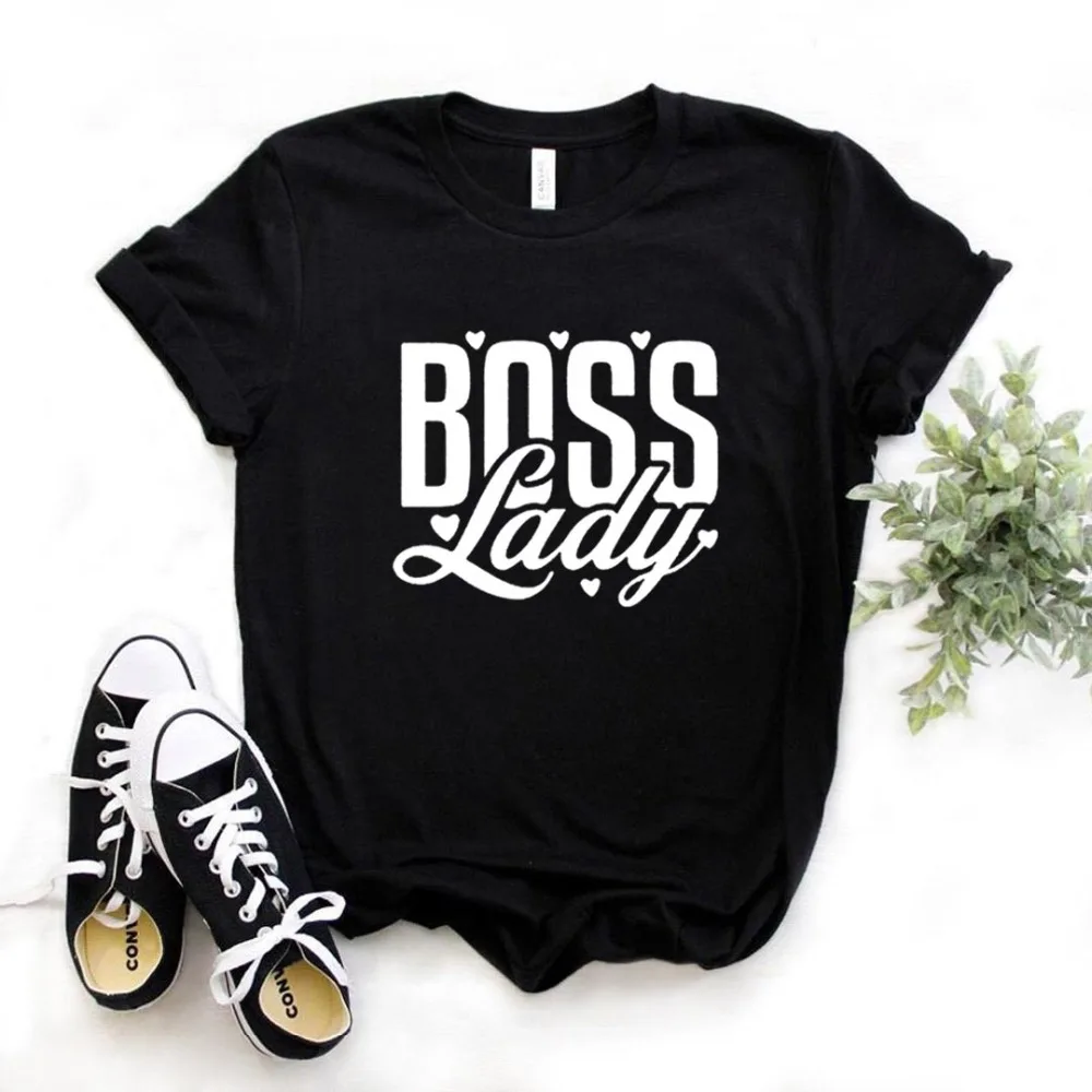 Женские футболки с принтом Boss Lady, хлопковая Повседневная забавная футболка для девушек, 6 цветов, Прямая поставка, NA-950
