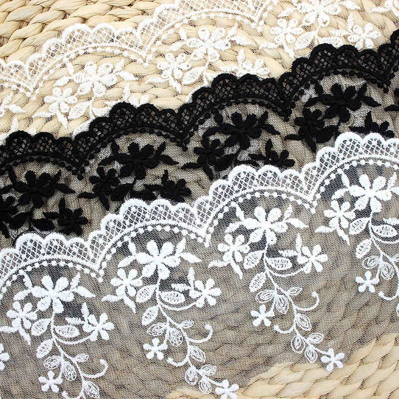 Hard Mesh Beautiful Flower Embroidered Lace Fabric Handmade Diy Clothes Accessories Width 15cm