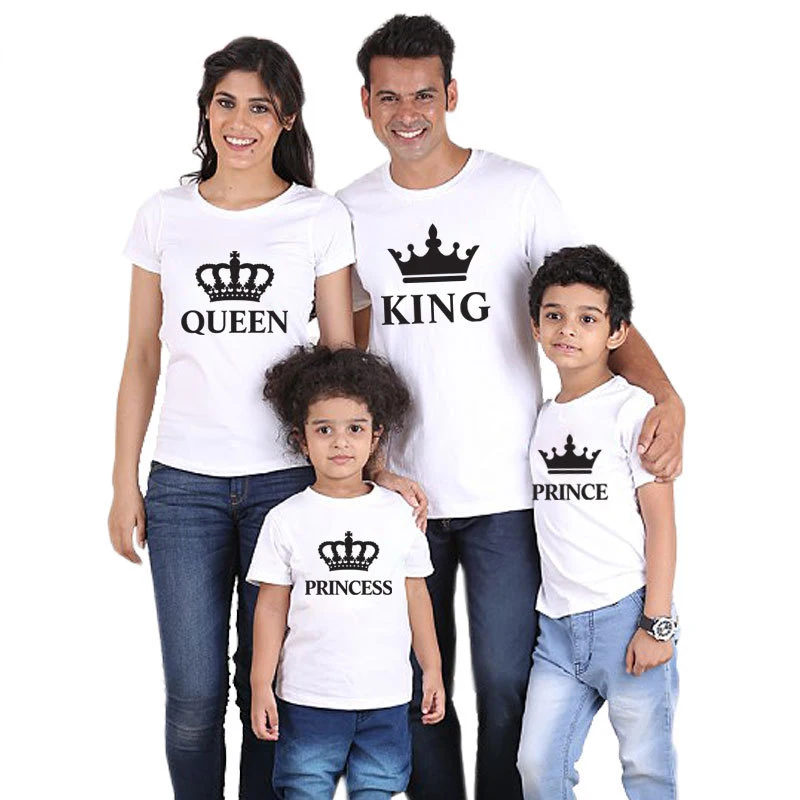 Модные одинаковые комплекты для семьи хлопковая футболка с короной, для папы и сына, повседневная одежда для семьи костюм для мамы и дочки, для родителей и ребенка