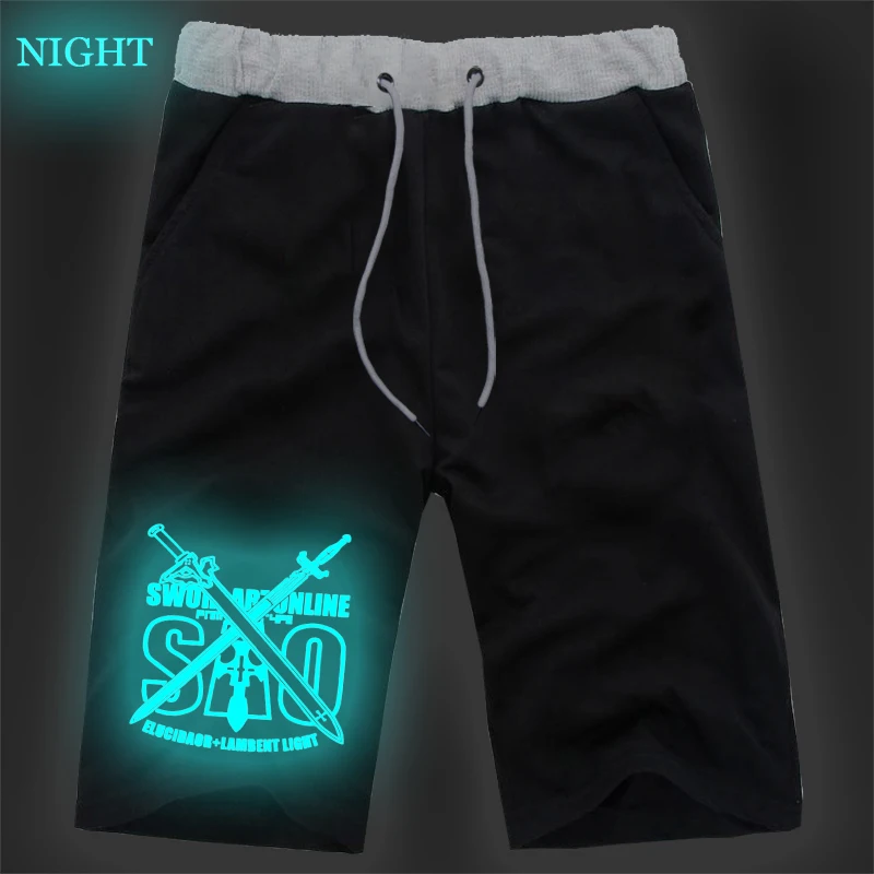 Summer Fashion Sports Sweat Breathable Pants Sword Art Online Luminous Sports Short Pants Jogger Fitness Knee Length Trousers