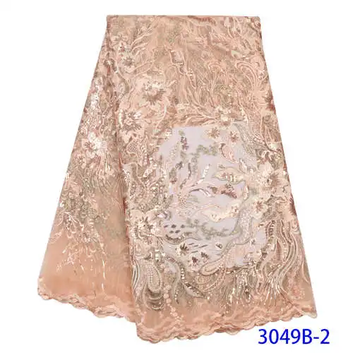 Роскошная кружевная ткань с блестками в африканском стиле, высокое качество, нигерийское французское Тюлевое кружево для вечерних платьев YA3049-1 - Цвет: Picture 2