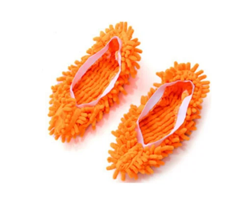 2 Pcs Orange Напольная пыль микрофибра чистящие тапочки Ленивые обувь крышка Швабра очиститель окна дома - Цвет: 2 Pcs Orange