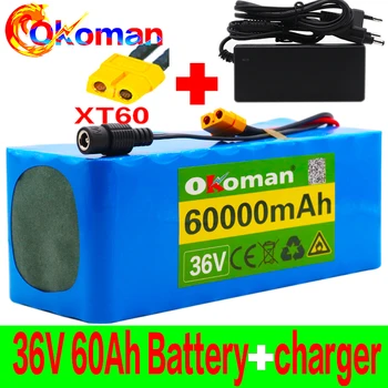 

36V 10S4P 60Ah battery pack 500W high power battery 42V 60000mAh Ebike electric bicycle BMS 42v battery with xt60 plug+charger