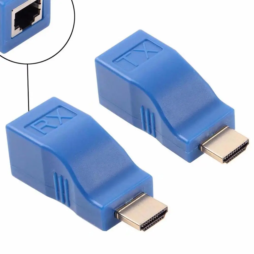 

30M HDMI Network Extender Transmitter and Receiver Adapter V1.4 RJ45 CAT5E CAT6 Ethernet LAN 1080P Converter For HDTV Projector