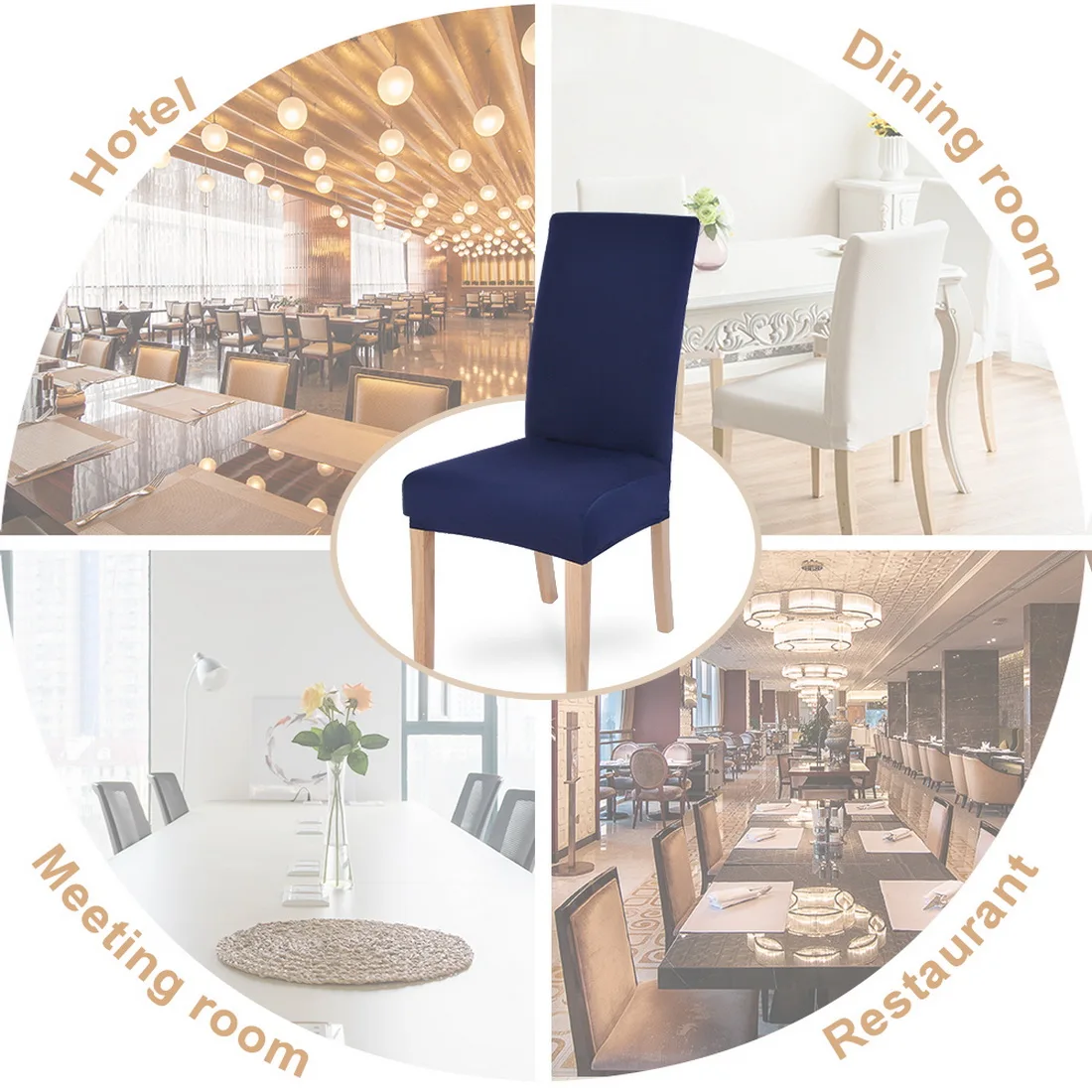 4/6pcs Solid Color Stretch Chair Cover Big Elastic Seat Chair Covers Slipcovers Restaurant Banquet Hotel Home Decoration