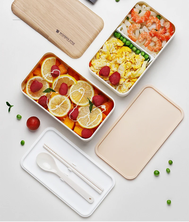 1200 мл Bento Ланч-бокс, микроволновый Ланчбокс в японском стиле для взрослых и детей, контейнер для хранения еды, коробка с подогревом, двухслойный отсек