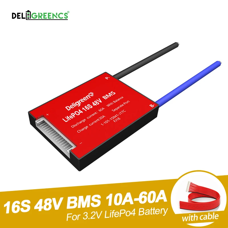 

Комплект батарей LiFePO4 BMS 16S 20A 30A 40A 50A 60A 48V BMS для литий-ионного аккумулятора 3,2 v