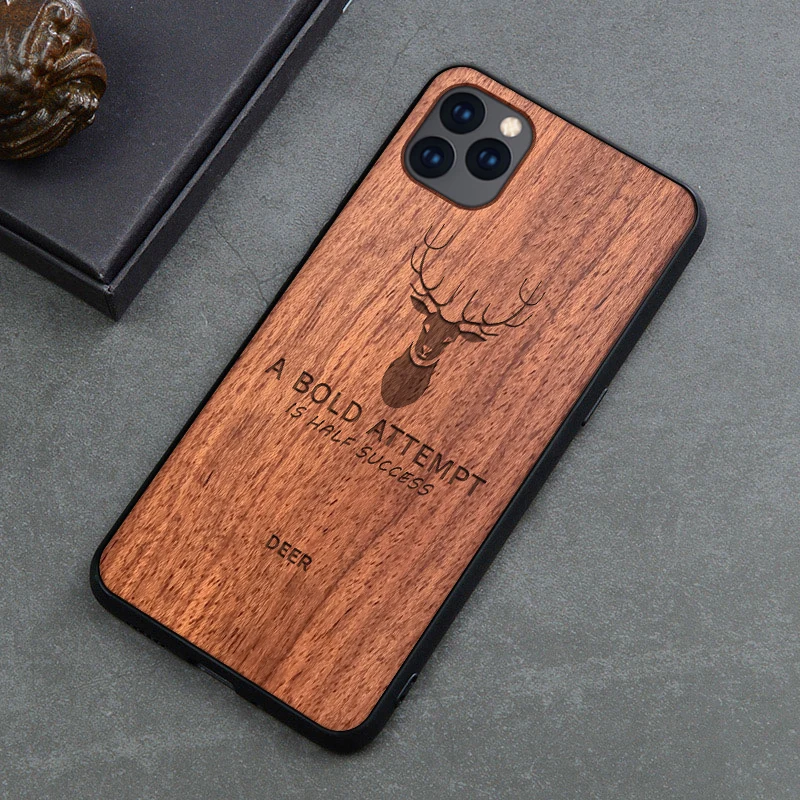 Чехлы Techase для iPhone 11 Pro, чехлы с изображением медведя, совы, оленя, волка, орла, животных, деревянные Чехлы для iPhone X, XR, XS, 6, 7, 8 Plus, противоударные - Цвет: 4