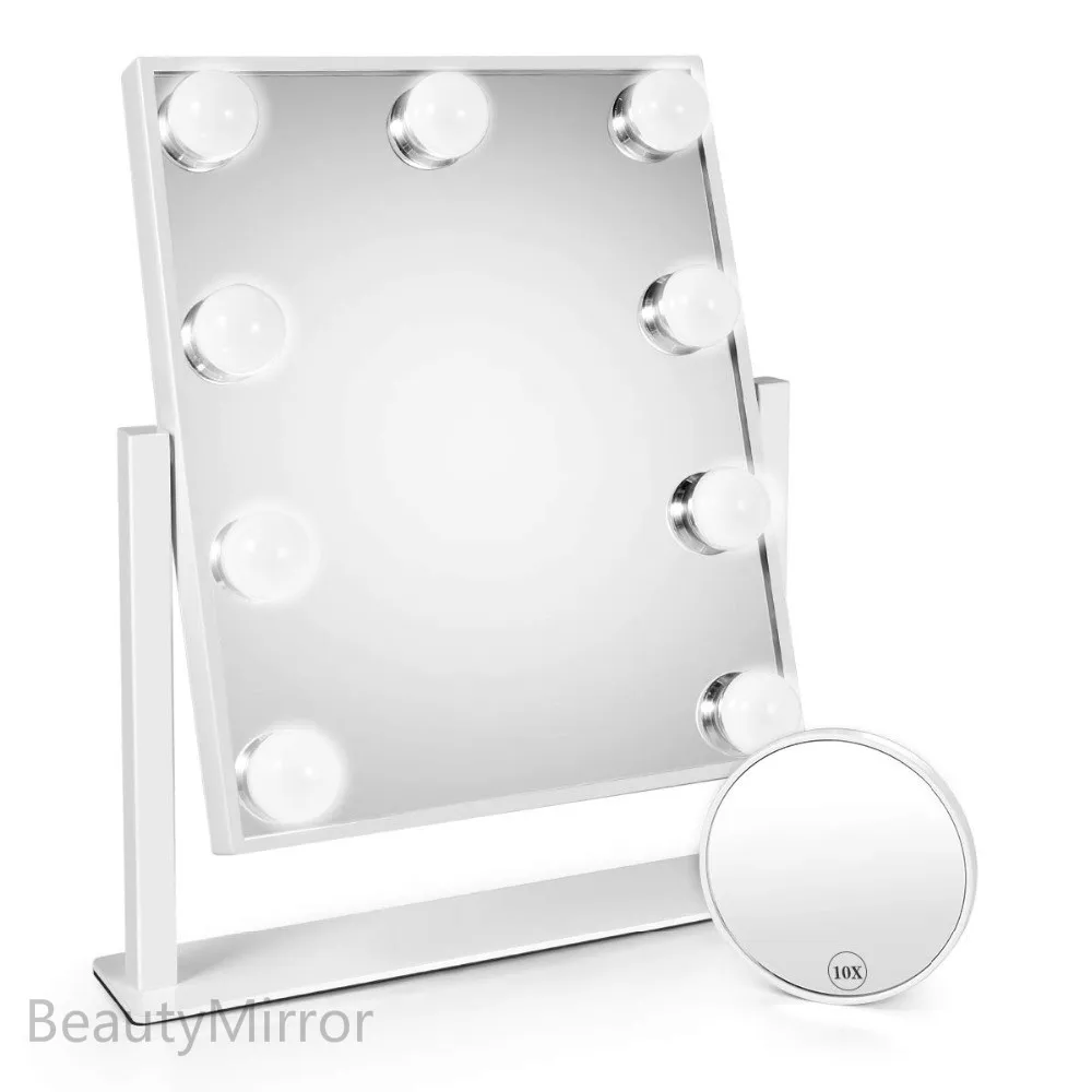 Hollywood Style Lighted Makeup Mirror with Lights Cosmetic Beauty Vanity 9x3W Dimmable led Bulbs Magnifying gift for girl friend
