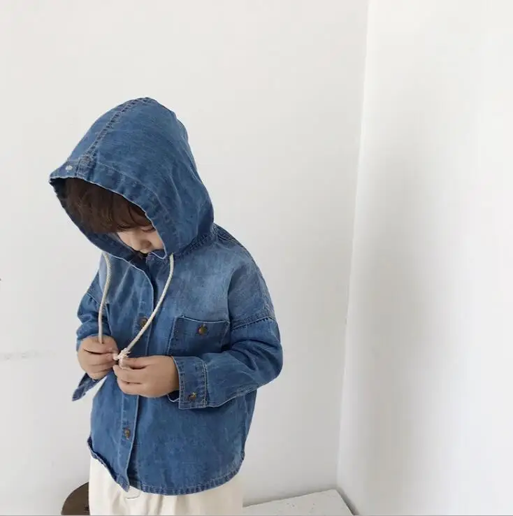New Style Girls Boys Hooded Denim Coat Autumn Fashion Kids Clothes Baby Jacket 1-7 Years