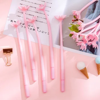 

10pcs Aesthetic Gel Pen Fresh Students Test Writing Pen Lovely Flower Patterned Pen Signing Pen for Writing Pink