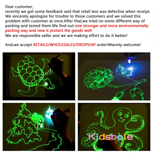 Big Size Illuminate Light Drawing Board In Dark Kids Paint Toy DIY Educaitonal 2020 Children Toys Draw with Light 6