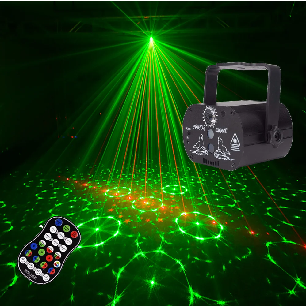 Мини RGB диско-светильник светодиодный лазерный проектор Красный Синий Зеленый лампа USB перезаряжаемая лампа для свадьбы, дня рождения, вечеринки DJ
