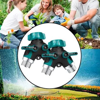 

2PC 2 Way Irrigation Connector Y-shaped Metal Hose Splitter Pipe Tap Connector Faucet Water splitter tool Garden Sprinklers @D10