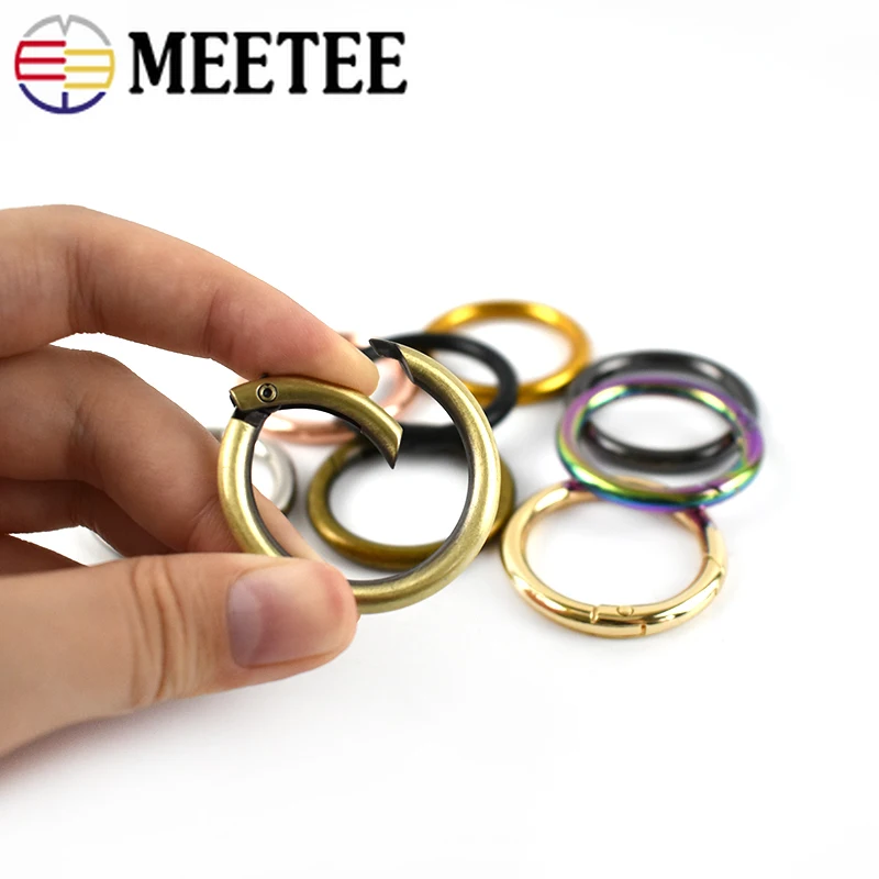 20pcs Meetee 10-50mm Metal Spring O Ring Round Openable Round Snap Hook for Bag Strap Keychain Pendant DIY Sewing Accessories