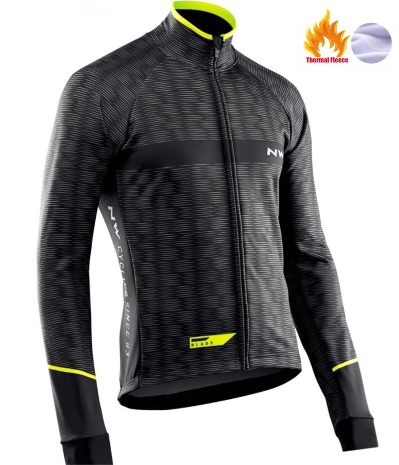 Fleece top Northwave теплый Зимняя Теплая Флисовая велосипедная одежда NW Мужской трикотажный костюм для прогулок верховой езды на велосипеде MTB Одежда комбинезон комплект - Цвет: Fleece top