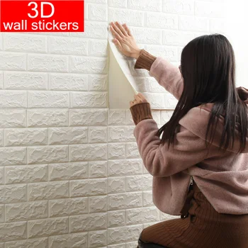 

3D Brick Wallpaper, Removable Peal and Stick PE Foam Wall Sticker for Living Room Home Office