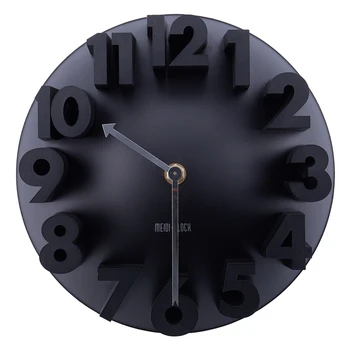 

Home Decor Creative Modern Art 3D Number e Round Wall Clocks, black 22.5 * 22.5 * 9cm