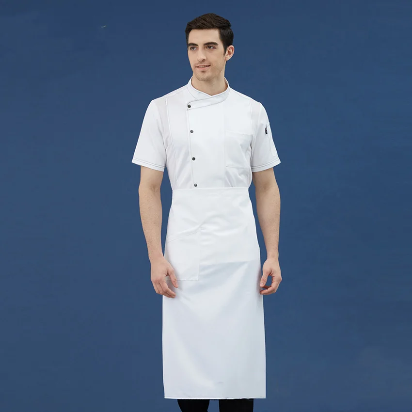 Униформа шеф-повара КУРТКА Фартук комплект из 2 предметов Высокое качество для мужчин китайский стиль рабочая одежда Костюм дышащий свободный логотип короткий и полный Ресторан