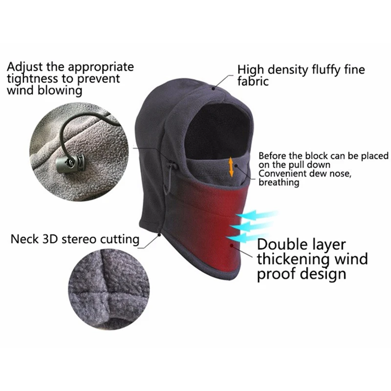 Description Picture 5 of itemCycling Cap Ski Winter Windproof Cap Outdoor Sport Bib Cold Padded Hood Mask Plush Warm Hat Bike Bicycle Men Women Hiking Scarve