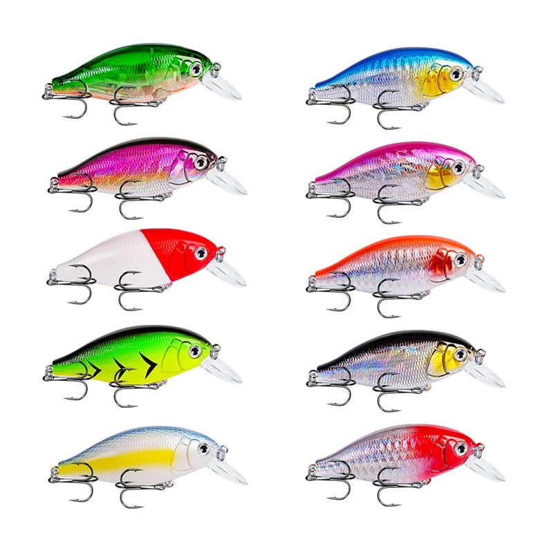 10PCS Black Minnow Crankbait hard fake baits Sea fishing lure Wobblers Artificial bait for Fishing Carp fishing gear swimbait