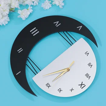 

1pc Moon Sun Design Wall Clock Creative Silent Wall Clock Hanging Clock Home Decoration Clock Without Dry Battery