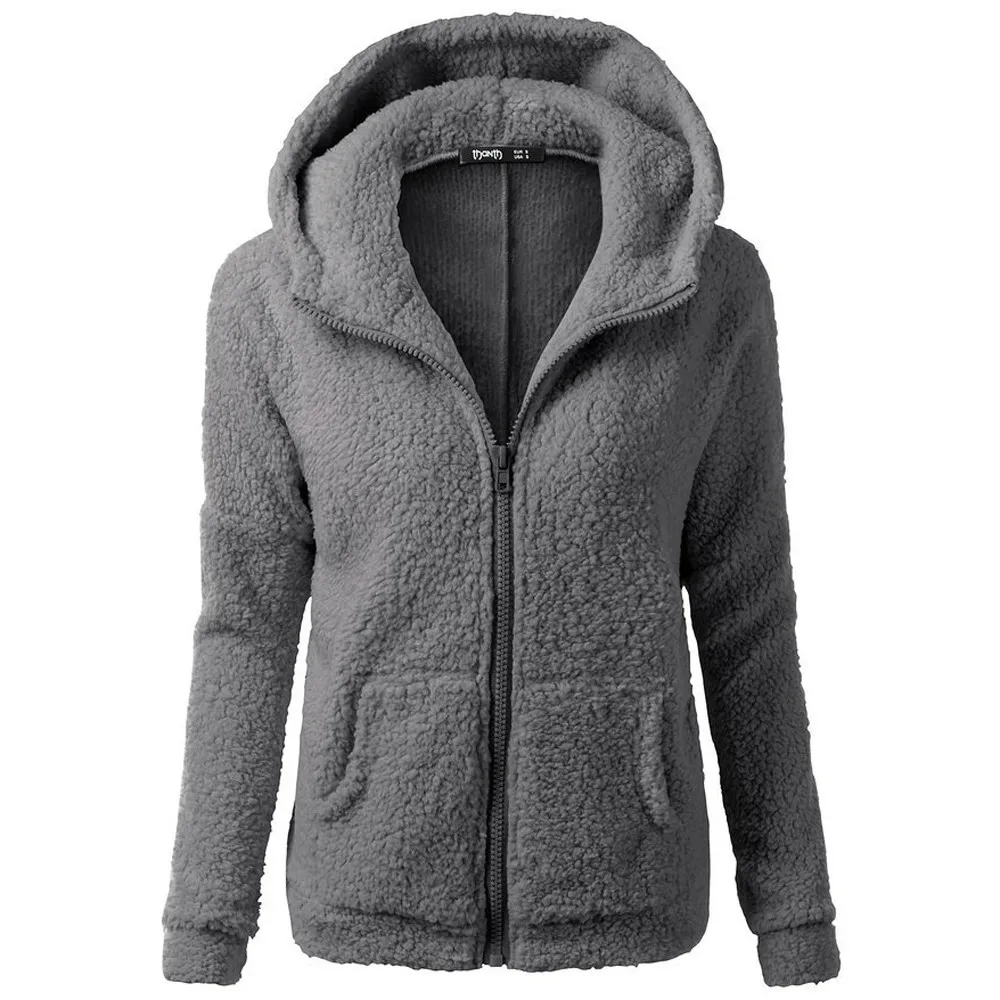 Женские флисовые плюшевые толстовки, зимняя теплая толстовка с капюшоном, пальто, зимнее теплое шерстяное пальто на молнии, хлопковое пальто, верхняя одежда#38