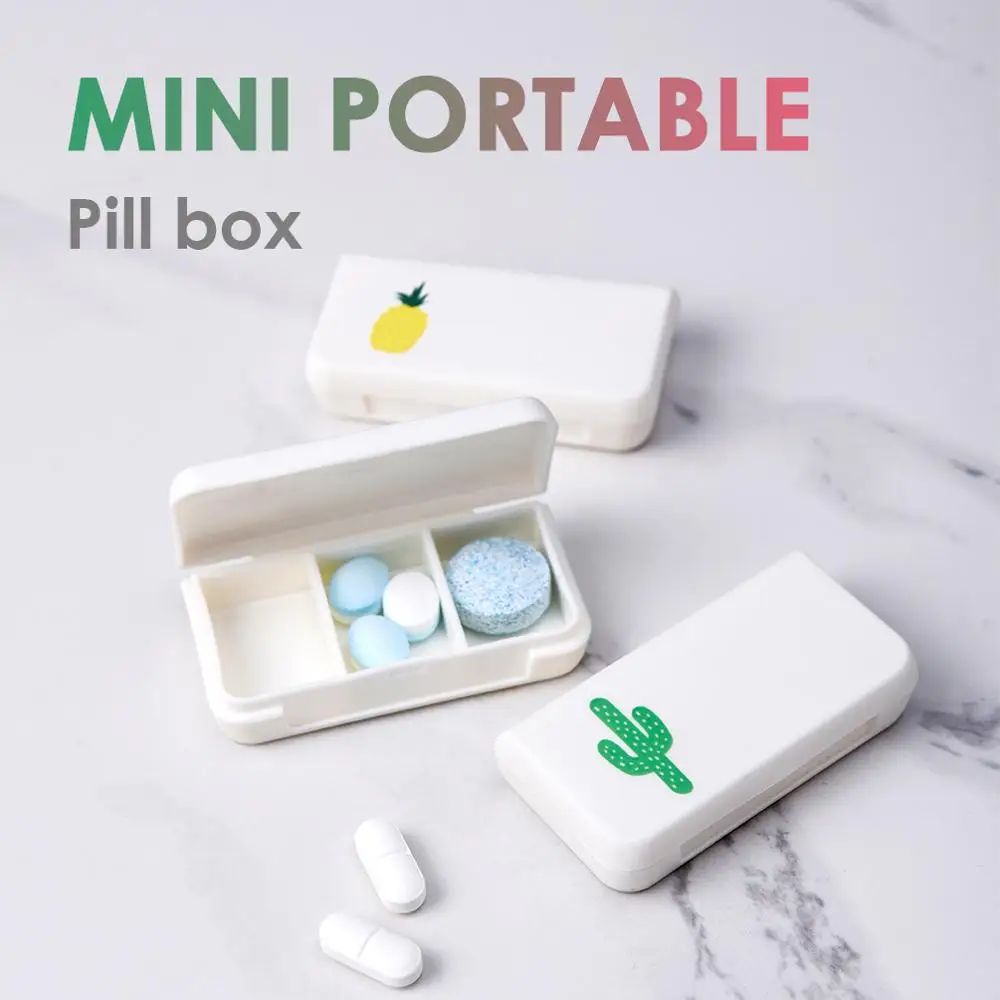 Mini caja de primeros auxilios para pastillas, tableta de viaje hoja de Cactus, dispensador de medicina, Kit de medicina, caja organizadora