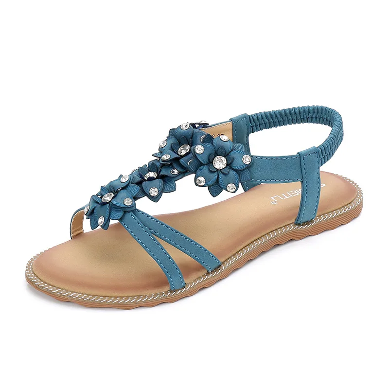 

Bohemian Style Vintage Classic Floral Sandals Women Comfortable Flat Bottomed Summer Shoes Ladies Beach Sandals X9X09586