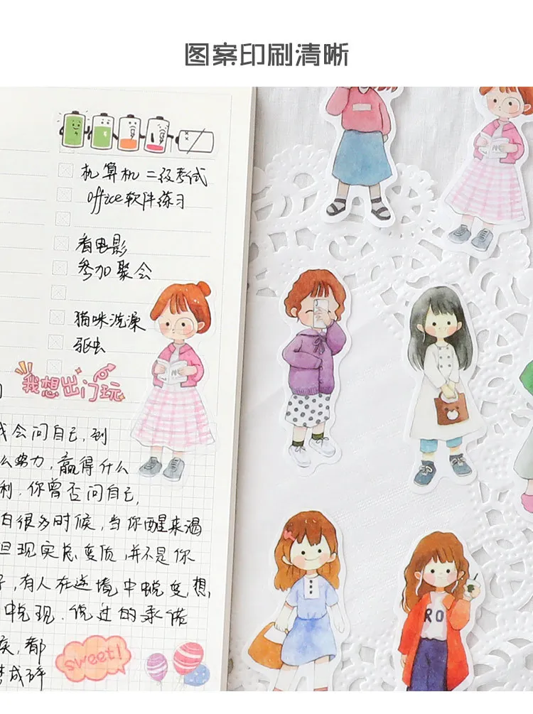 51 шт/1 лот Kawaii канцелярские наклейки для девочек dressup дневник декоративные наклейки для мобильных телефонов Скрапбукинг DIY наклейки для рукоделия
