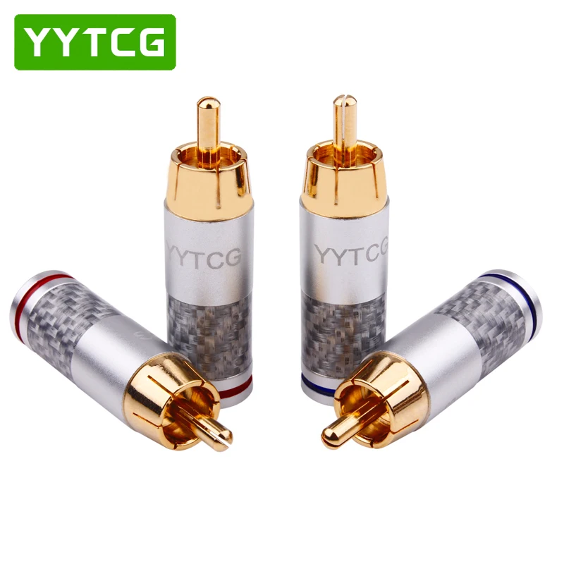 YYTCG 4 шт. Hi Fi RCA разъем высокое качество Углеволокно 24 к позолоченные
