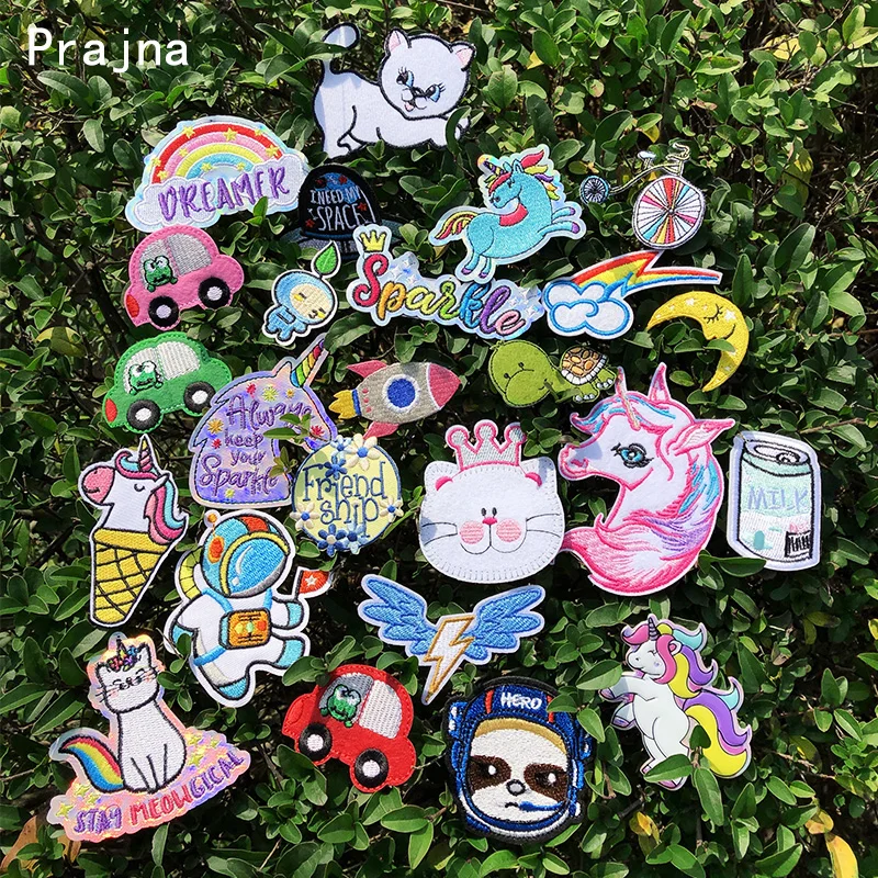 

Prajna Cartoon Unicorn Patch Embroidered Patches For Clothing Iron On Patches On Clothes Stripes On Kids Jacket Clothes Applique