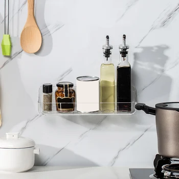 

Shower Organizer Storage Rack Space Saving Draining No Drilling Stick On Bathroom Shelf Wall Mounted For Shampoo Transparent