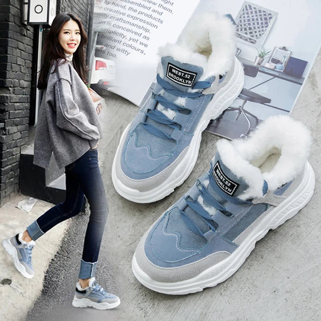 US $12.29 2019 Shoes Winter Warm Platform Woman Snow Boots Plush Female Casual Sneakers Faux Suede Leather Fe