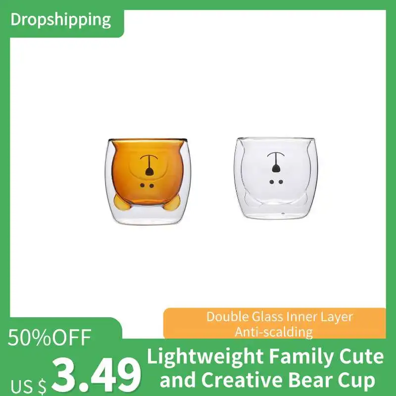 

Lightweight Double Glass Inner Layer Vacuum Anti-scalding Family Cute and Creative Bear Cup Free Shipping