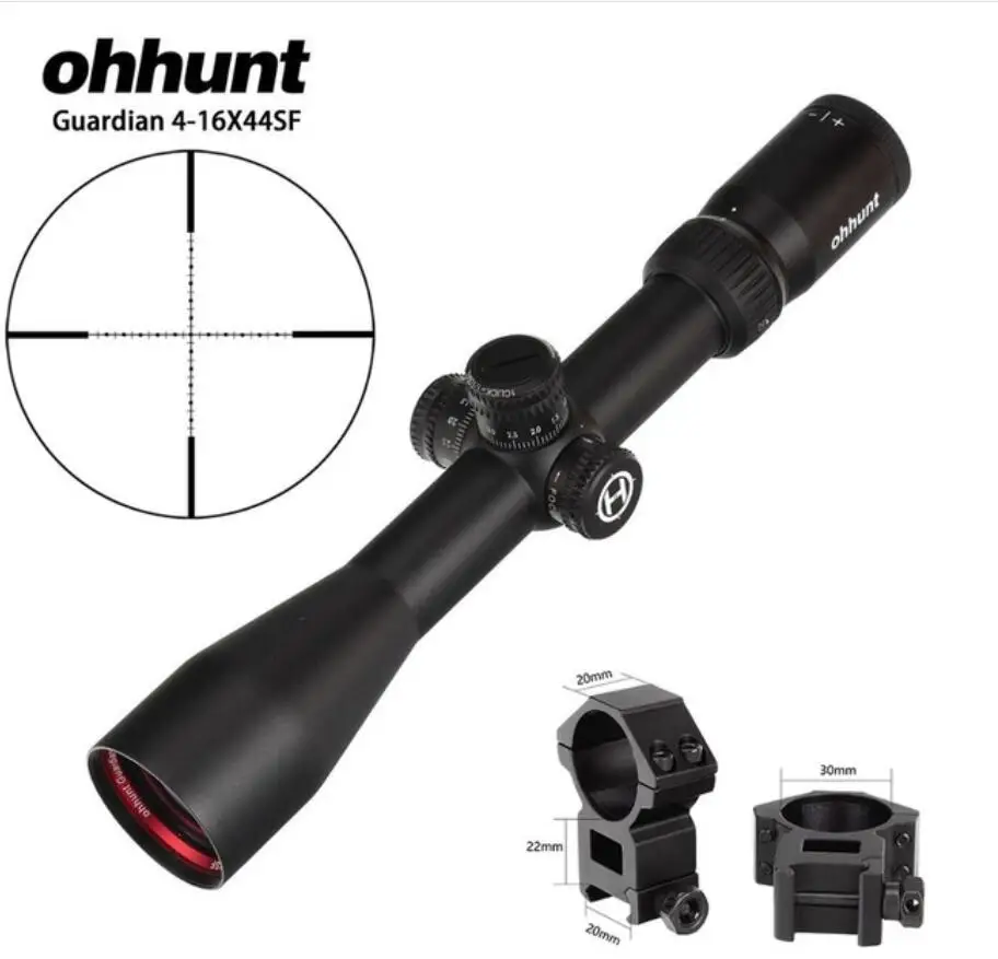 Torres de Bloqueio Ohhunt Guardian Caça Rifle Escopo 1 - 2 Meia Mil Ponto Retículo Lado Paralaxe Redefinir Riflescopes Tático 4-16x44 sf 9 Lunetas Riflescopes