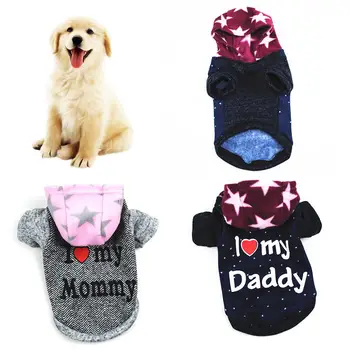 

Pet Dog Puppy I Love Daddy Mommy Warm Soft Hoodie Clothes Costume Jacket Coat Sweatershirt Apparel
