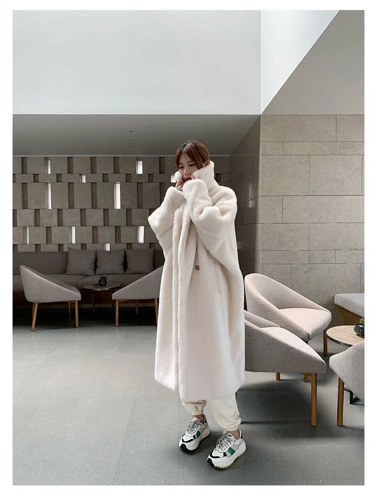 women clothing winter outerwear real coats new winter coat silhouette particles alpaca fur coat fluff it 1018