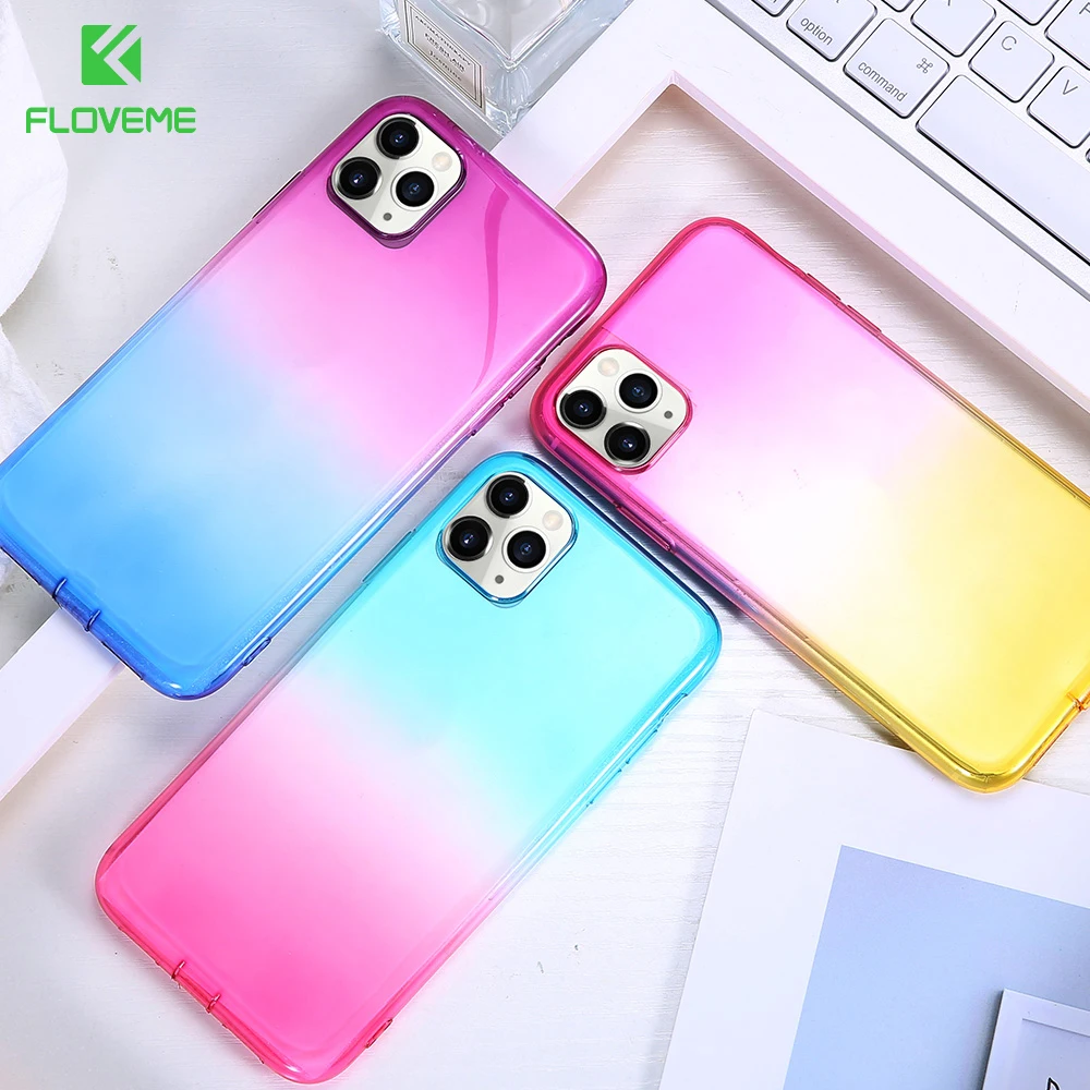 FLOVEME Gradient Phone Case For iPhone 11 Pro XS MAX XR X Soft Silicone Cases 7 8 6 6S Plus 5 5S SE Clear Back Covers |
